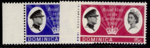 DOMINICA QEII SG191-192, 1966 Royal visit set, NH MINT.