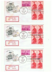 3 Consecutive Certified Mail receipts FDC's  FA1