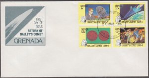 GRENADA Sc #1366-9 FDC SET of 4 for RETURN of HALLEY's COMET