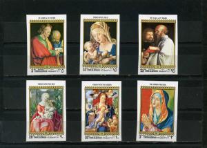 UMM AL QIWAIN 1972 RELIGIOUS PAINTINGS BY DURER SET OF 6 STAMPS IMPERF. MNH