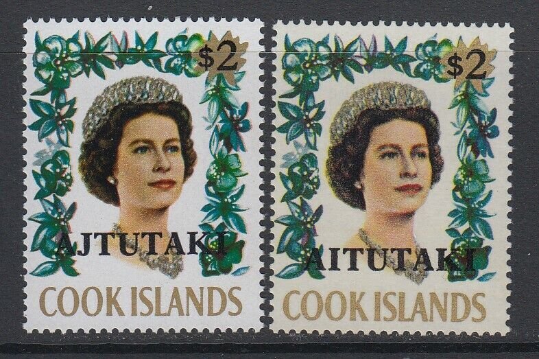 Aitutaki, Scott 47 var, MNH with AJTUTAKI error overprint