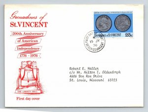 Grenadines of St. Vincent 1976 FDC - 200th Anniv American Independence - F12939