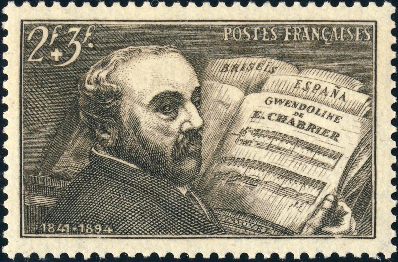 FRANCE - 1942 - Yv.542/Mi.553 2fr+3fr brun-gris Emmanuel Chabrier - Neuf**