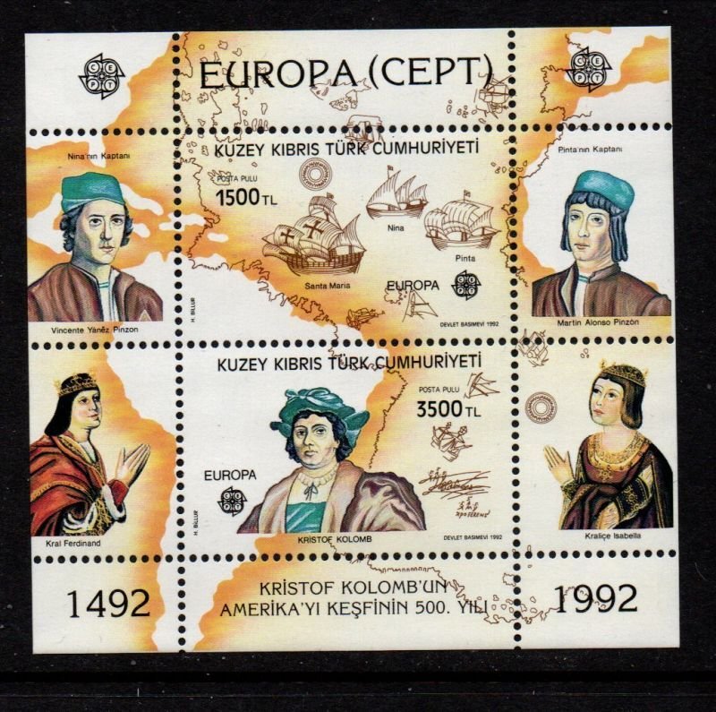 Northern Cyprus Sc 326 1992 Europa Columbus stamp sheet mint NH