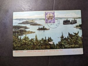 1927 British Bermuda Souvenir Postcard Cover Hamilton Islands from Spanish Point