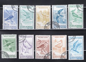 Romania 1991 Set of 10 Birds, Scott 3639-3648 CTO, value = $2.50