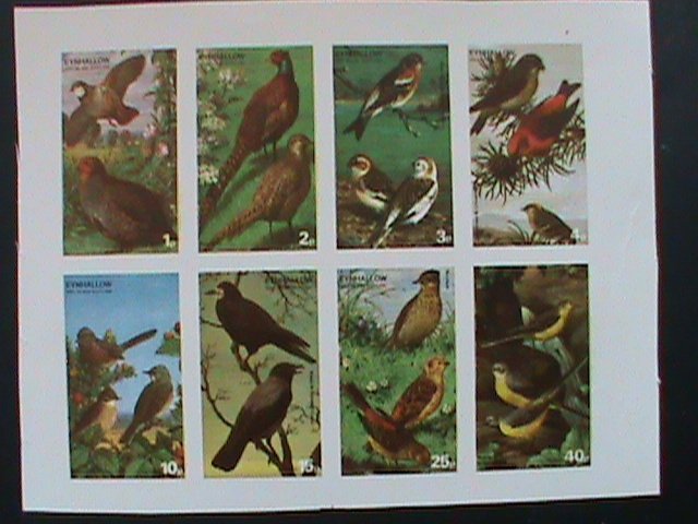 EYNHALLOW SCOTLAND STAMP -RARE BIRDS -IMPERF- MNH - MINI SHEET  NO GUM AS ISSUED