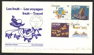 Canada Sc# 769-772 FDC combination 1978 09.27 Inuit-Travel