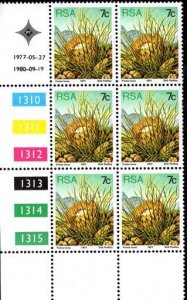 South Africa - 1977 Proteas 7c p14 1980.09.19 Plate Block MNH** SG 420b