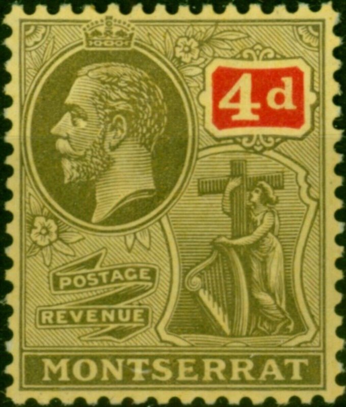 Montserrat 1922 4d Grey-Black & Red-Pale Yellow SG54 Fine & Fresh MM