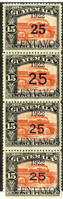 GUATEMALA 190,190a,190b, 190c MH STRIP/4 SCV $6.00 BIN $3.00 TRAINS