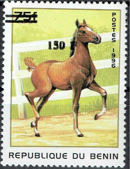 BENIN 2000 1264 150F €100 HORSE HORSE HORSE HORSE HORSES - OVERPRINT OVERLOAD MNH-