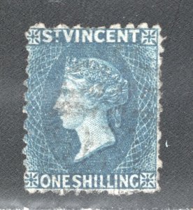 St. Vincent, Scott #9   VF, Used, Victoria, 1sh indigo, CV $100.00  ... 6050005