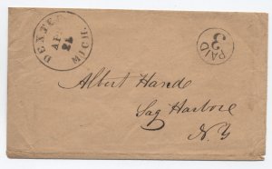1850s Dexter MI stampless cover black cDS paid 3 in circle [6028.134]