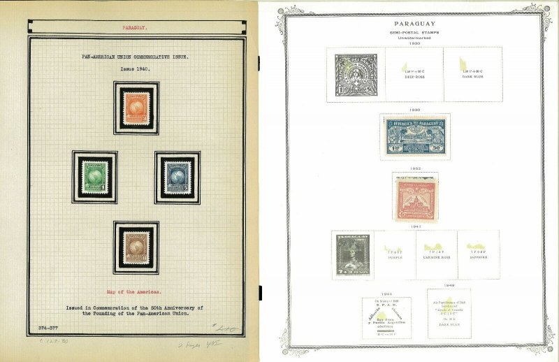 Paraguay 1884-1940 M & U Hinged & in Mounts on a Mix of Remaindered Pages