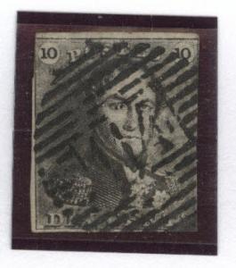 Belgium Scott 1 Used King Leopold I  LL wmk framed CV$100