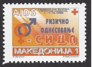 Macedonia #RA76 & 77 MNH set, single c/w SS, AIDS awareness, issued 1995