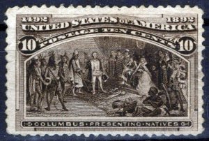 US 237 MNG Fine 10c black brown Columbus Presenting Natives ZAYIX 0424MAR0010