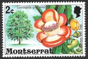 MONTSERRAT 1976 2c Cannonball Tree FLOWERING TREES Issue Sc 341 MNH