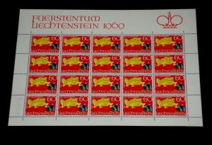 1969, LIECHTENSTEIN, FAIRY TALES, 0.60, SHEET/20 , MNH, NICE! LQQK!