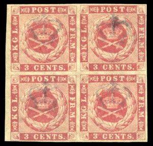 United States Possessions, Danish West Indies #2 Cat$160++ (for hinged single...