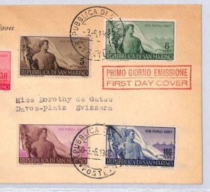 SAN MARINO 1948 FDC Registered VOX POPULI JUBET First Day Cover {samwells}YE130