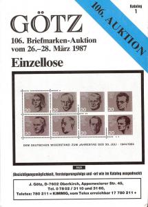 Gotz: Sale # 106  -  106. Briefmarken-Auktion, Jurgen Got...