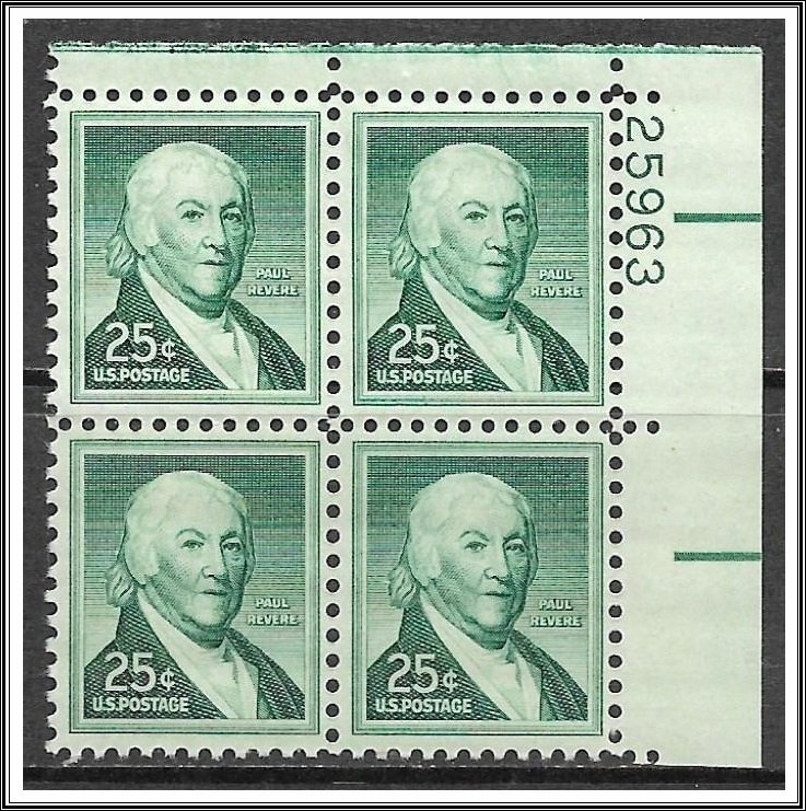 US Plate Block #1048 Paul Revere Liberty Series MNH