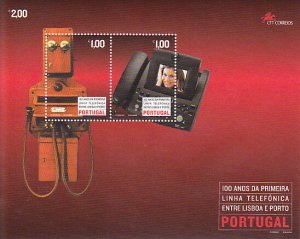 PORTUGAL S / S 100 YEARS OF FIRST TELEPHONE LINE BETWEEN LISBON AND PORTO MNH