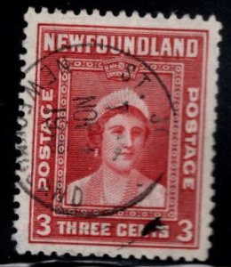 NEWFOUNDLAND Scott 255 Used 3c  Queen stamp, nice cancel.