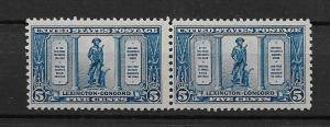 U.S. MNH PAIR SC#619 MINUTE MAN SCV$56.00
