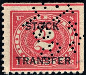 RD2 2¢ Revenue: Stock Transfer: Double Transfer (1918) Perfin