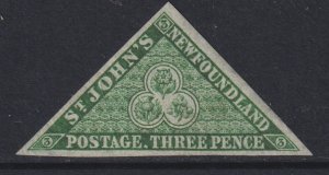 1860 Newfoundland Rose, Thistle & Shamrock  3p triangle MNG Sc# 11A CV: $85.00