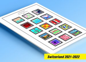 COLOR PRINTED SWITZERLAND 2021-2022 STAMP ALBUM PAGES (25 illustrated pages)