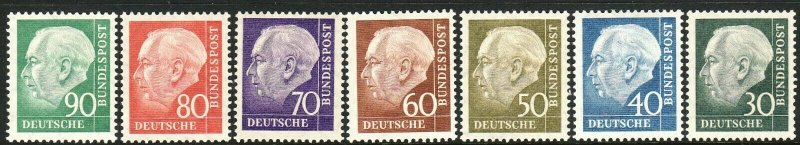 Sc# 755 / 761 Germany 1956 - 1957 Heuss type postal MNH complete set CV $32.00