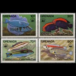 GRENADA 1984 - Scott# 1211-4 Fish Set of 4 NH