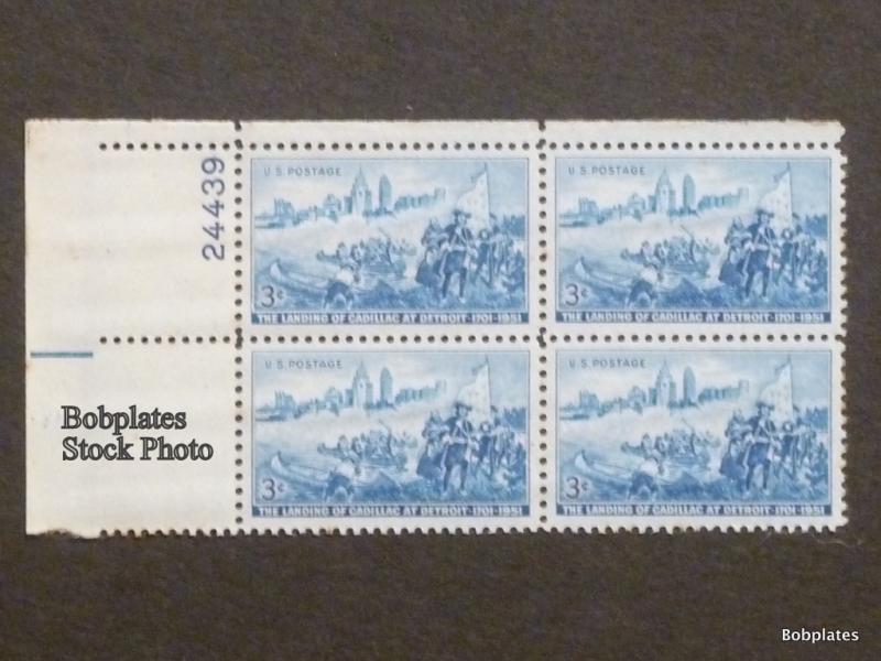 #1000 Cadillac Lower Left  Plate Block 24438 F-VF NH