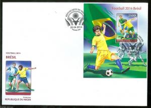 NIGER 2014 BRAZIL WORLD CUP SOCCER 2014 S/S FIRST DAY COVER