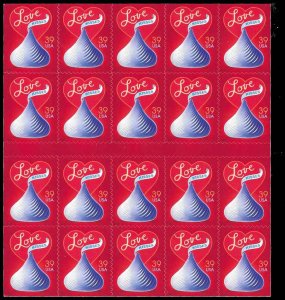 PCBstamps  US #4122a Bk Pane $7.80(20x39c)LOVE, Kisses, MNH, (2)