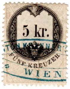 (I.B) Austria/Hungary Revenue : Stempelmarke 5kr (1864)