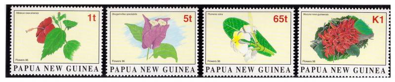 PAPUA NEW GUINEA 1996 Flowers Scott 907-10 complete set MNH