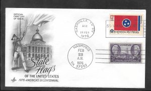 Just Fun Cover #1648 FDC TN. State Flag Artcraft Cachet. (A1478)