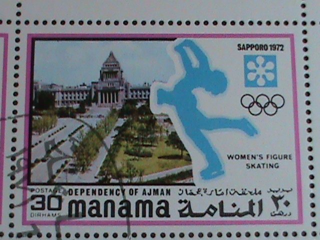 MANAMA STAMP-1972 WINTER OLYMPIC GAMES SAPPORO'72-JAPAN BLOCK OF 8 CTO VF