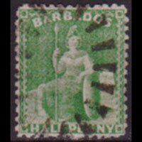 BARBADOS 1875 - Scott# 46 Britannia 1/2p Used