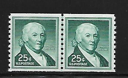 United States - Scott #1059 25c Revere - F VF NH - Line Pair - SCV=$2.00