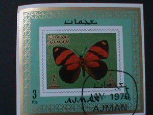 AJMAN-1970-COLORFUL BEAUTIFUL LOVELY BUTTERFLY-CTO-IMPERF-S/S VF-FANCY CANCEL