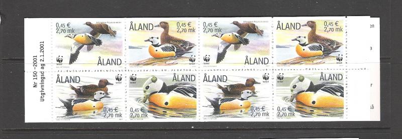 WWF -DUCKS - ALAND #185a BOOKLET  MNH