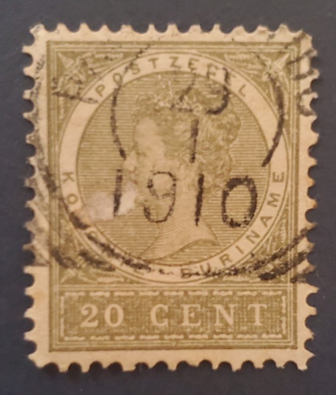 Surinam 54, 1902 Queen Wilhelmina, clear date cancel