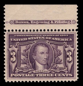 MOMEN: US STAMPS #325 MINT OG NH VF PF CERT LOT #89028