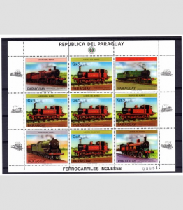 Paraguay 1984 BRITISH LOCOMOTIVES Sheet + Labels Perforated Mint (NH)